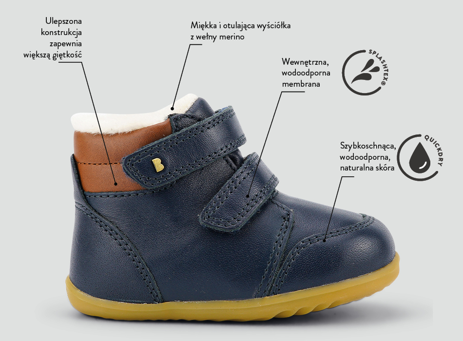 Buty zimowe dziecięce Bobux Timber Arctic Navy 635903B