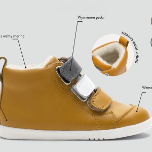 Buty zimowe dziecięce Bobux Hi Court Switch Arctic Butterscotch (White + Smoke)