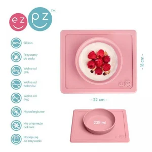 EZPZ Silikonowa miseczka z podkładką 2w1 Pastelowy róż