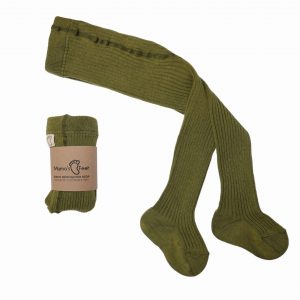 Rajstopy dziecięce Mama's feet Khaki prążkowane