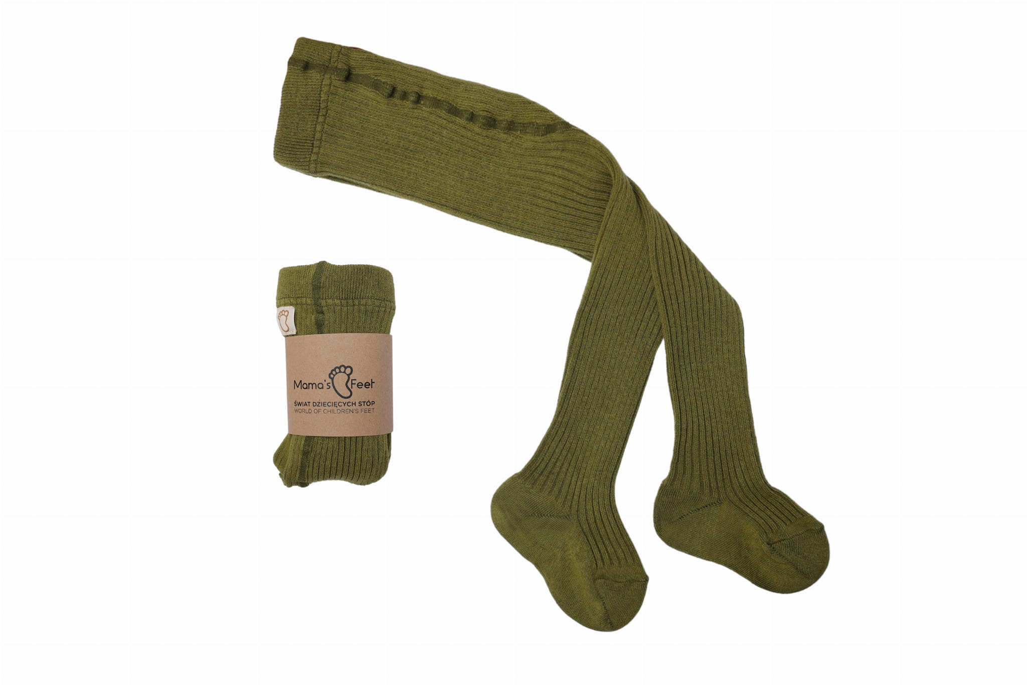 Rajstopy dziecięce Mama's feet Khaki prążkowane