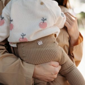 Rajstopy dziecięce Mama's feet Beżowe prążkowane