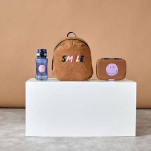 Lassig Zestaw na lunch Lunchbox + Tritanowa butelka - bidon 460 ml Little Gang Smile caramel/blue