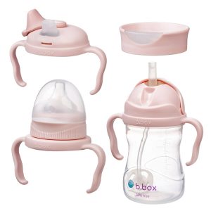 B.box Kubek do nauki picia dla dziecka – zestaw 4w1 240 ml Blush