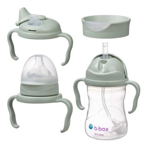 B.box Kubek do nauki picia dla dziecka – zestaw 4w1 240 ml Sage