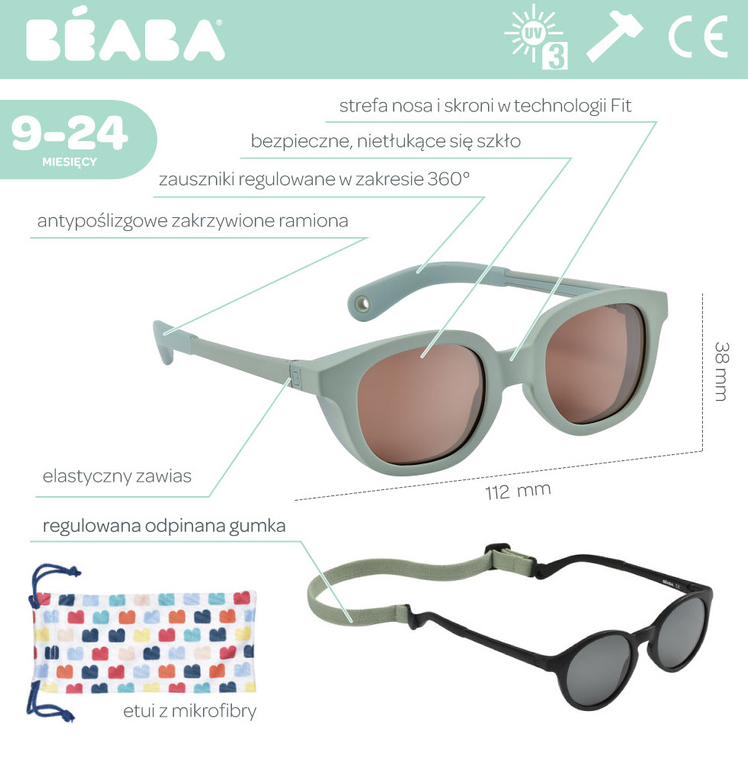 Okulary przeciwsłoneczne Beaba Lucky - Sage Green