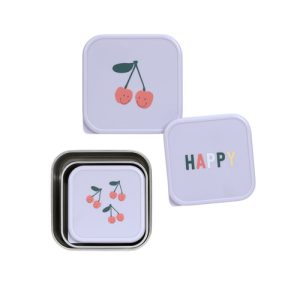 Lassig Pojemnik na przekąski snackbox ze stali nierdzewnej 3 szt. Happy Fruits Cherry