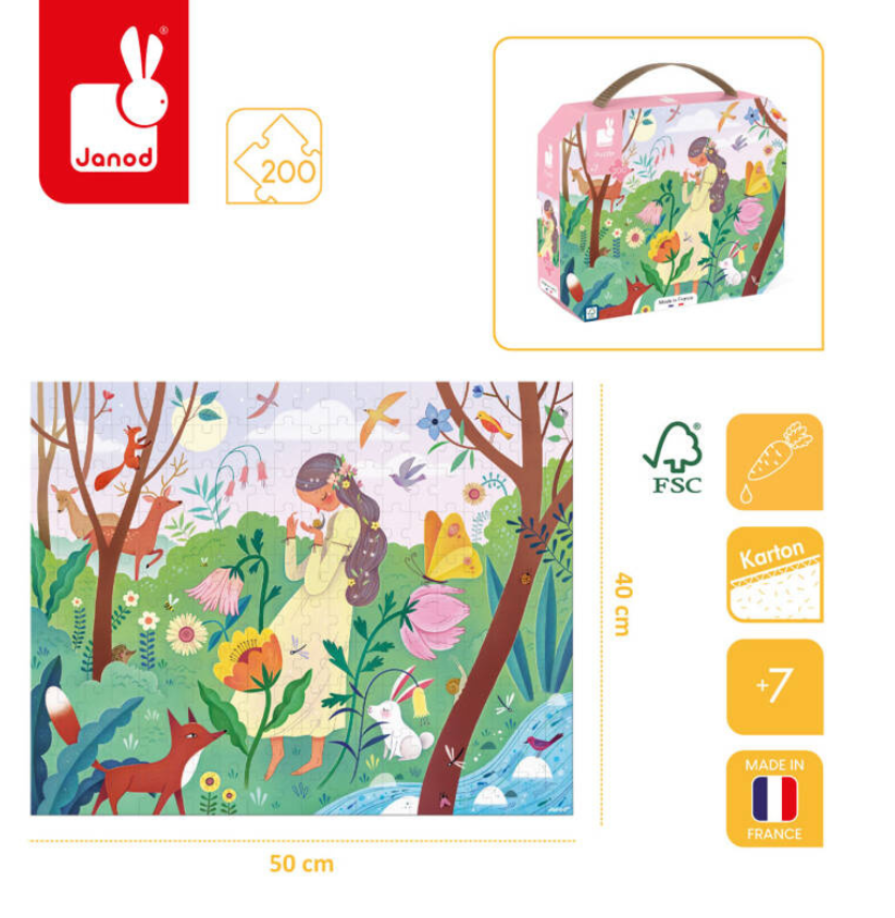 Janod Puzzle w walizce Matka natura 200 elementów 7+ Made in France