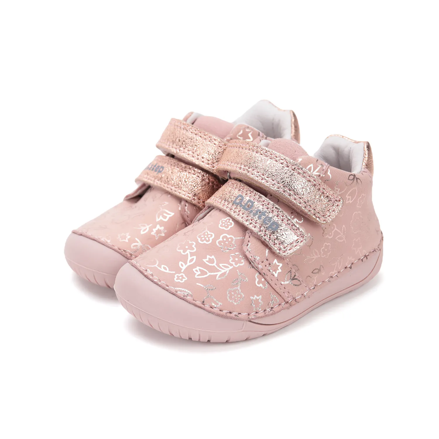 Buty dziewczęce skórzane barefoot D.D.Step S070-52724 Baby Pink różowo złote
