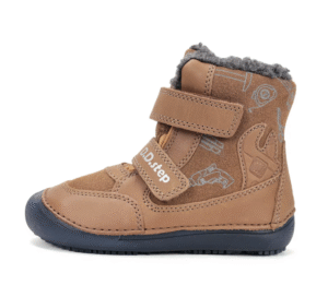 Trzewiki zimowe D.D.Step barefoot W063-52130A Chocolate – świecące w ciemności, ocieplane