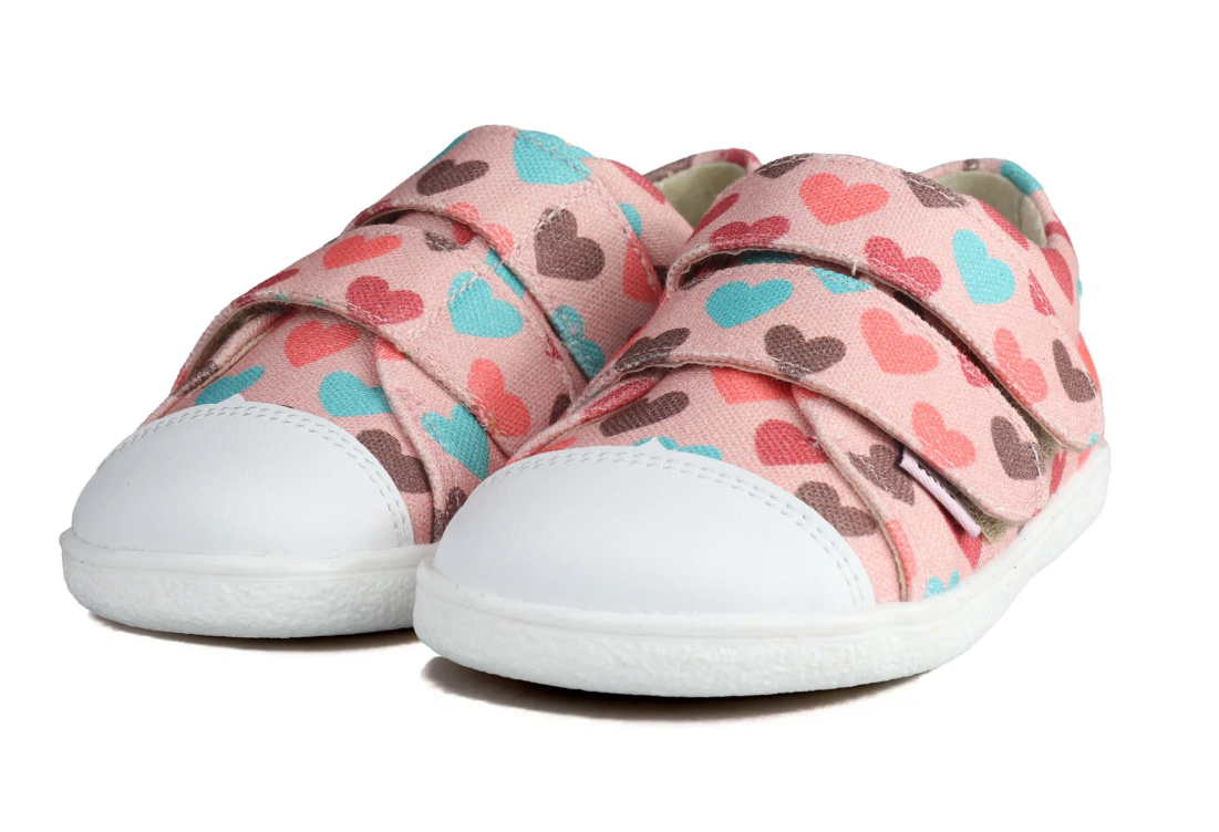 Tenisówki bawełniane Mido Barefoot 60-02 / 70-02 Pink Hearts